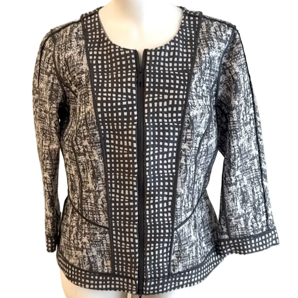 Lafayette 148 New York Gray Zip Front Jacket Size 12
